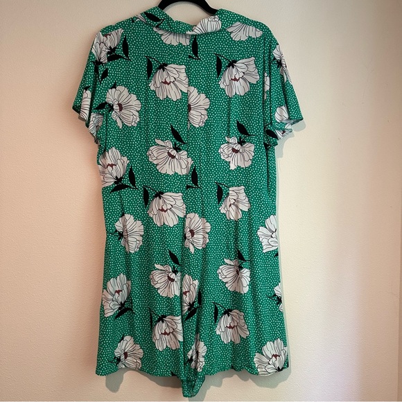 ASOS Green Floral Polka Dot Short Sleeve Collared Romper - Picture 4 of 4